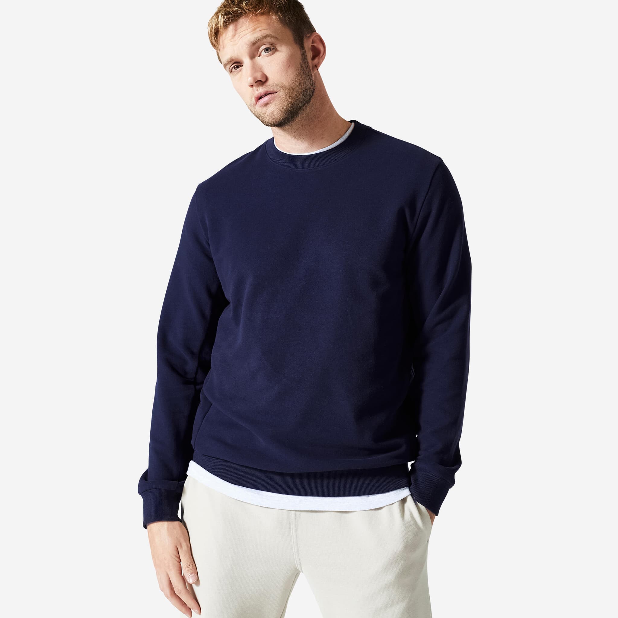 1: Sudadera Fitness 100 Hombre Azul Oscuro