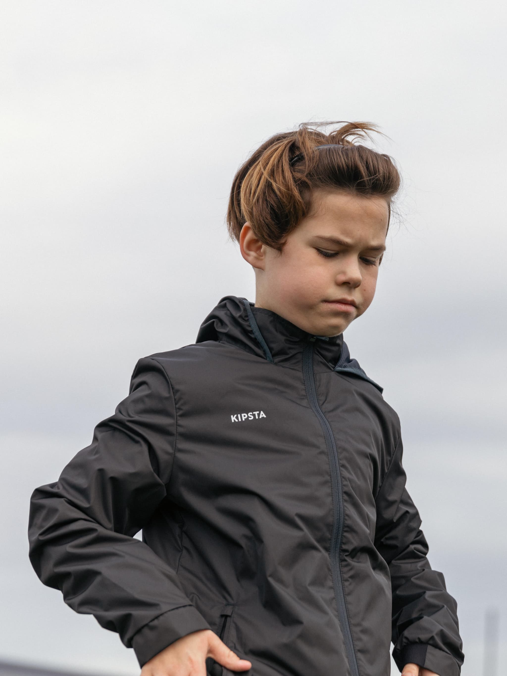 12: Chaqueta impermeable de fútbol niño, Viralto Club Júnior negro