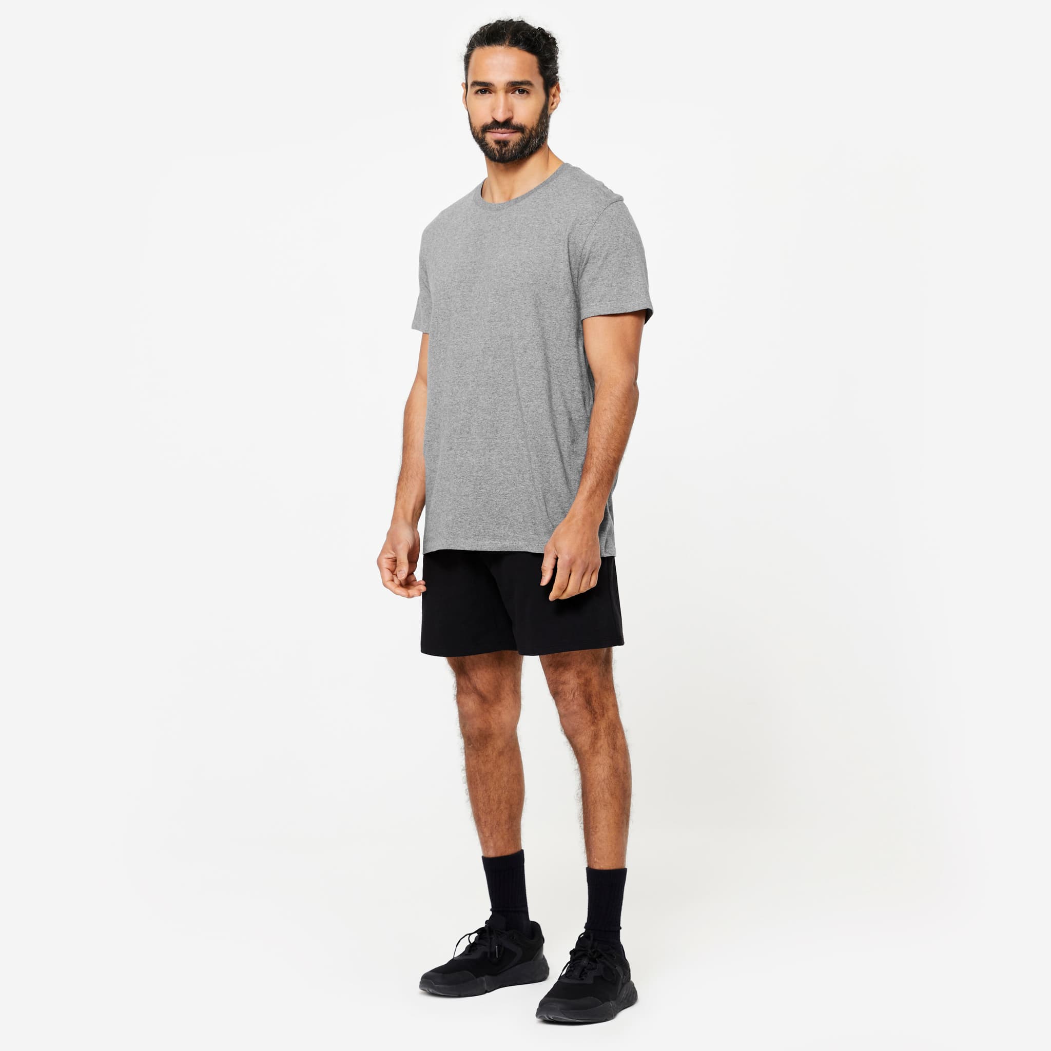 2: Camiseta manga corta Fitness 100% algodón Hombre Sportee gris