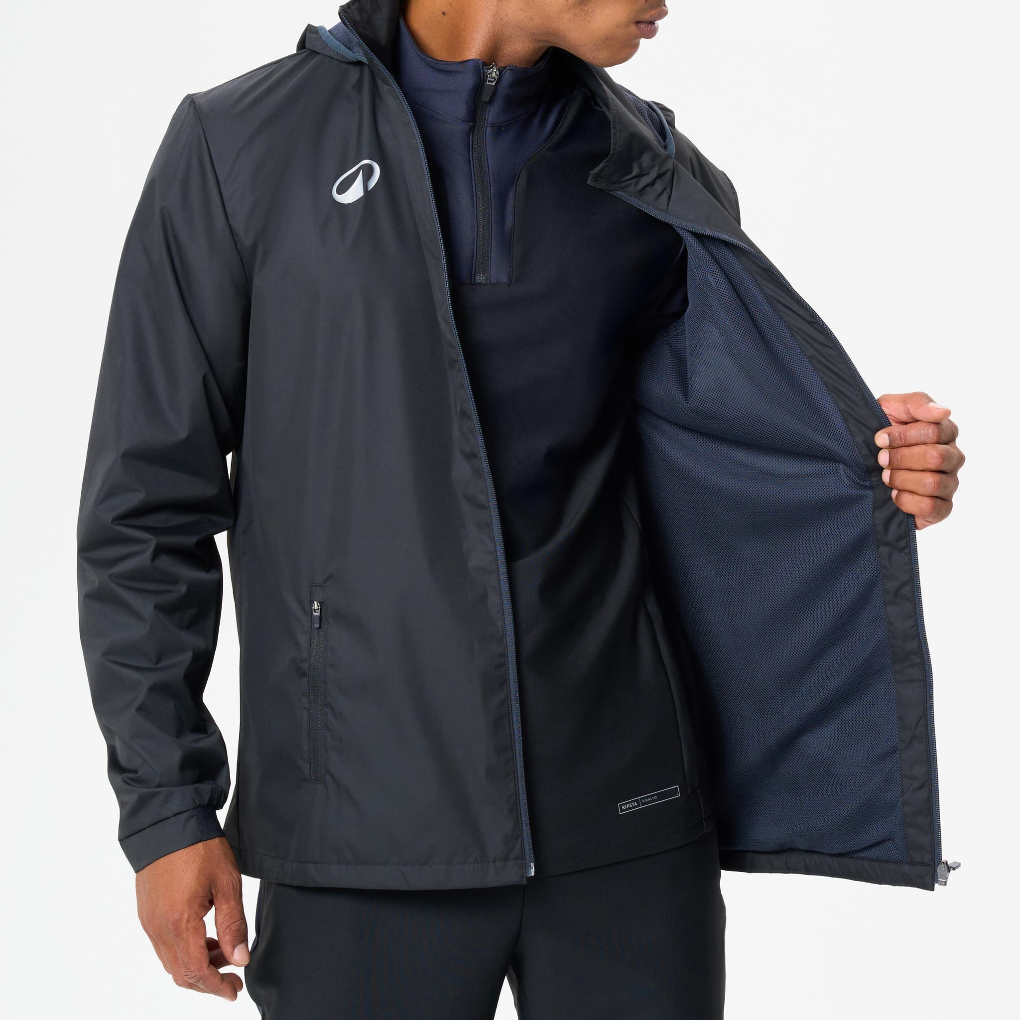 6: Chaqueta impermeable de fútbol adulto, Viralto club negro